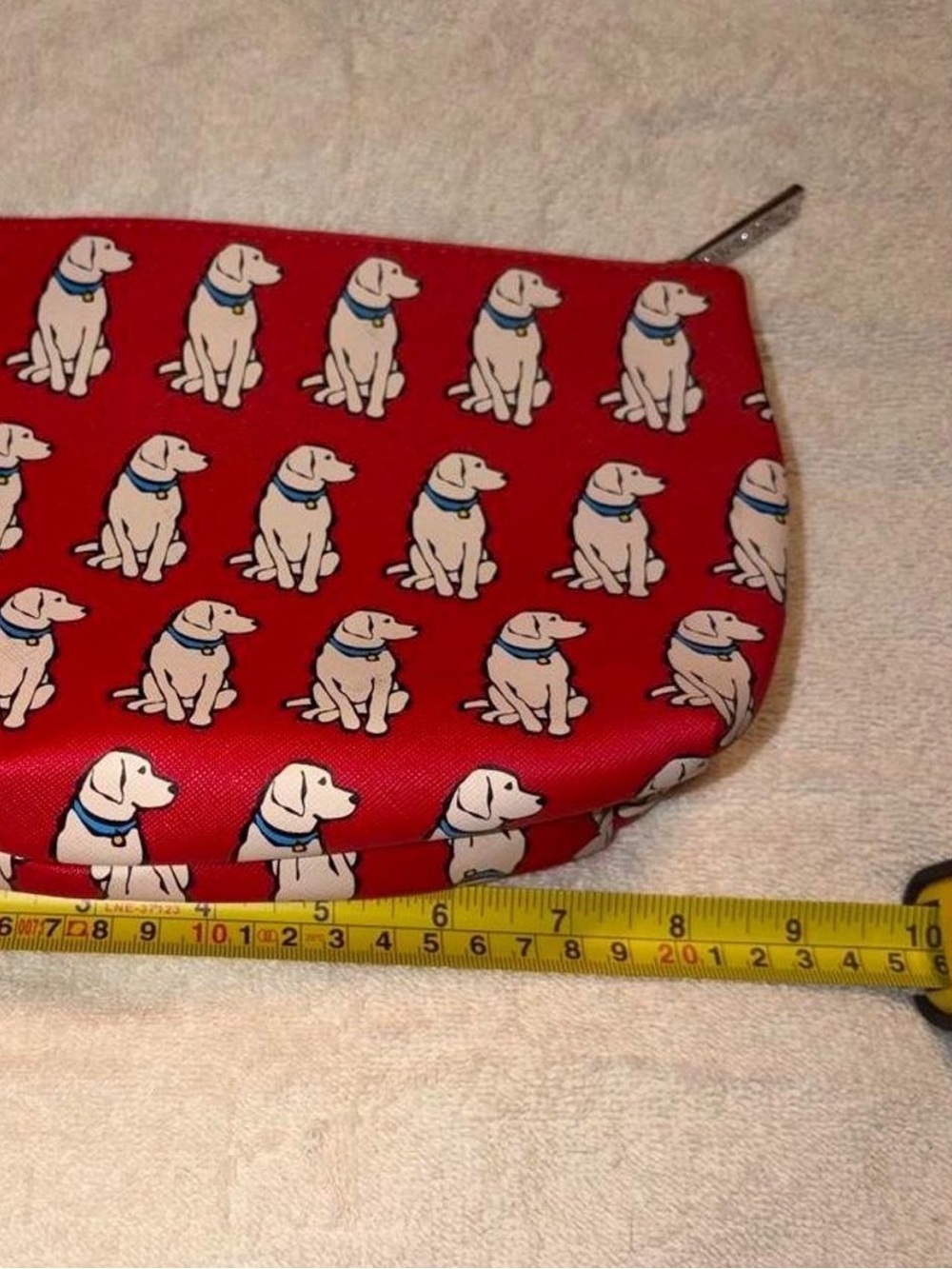 Red Dog Pattern Cosmetic Pouch - Playful Makeup Case - Picture 7 of 8